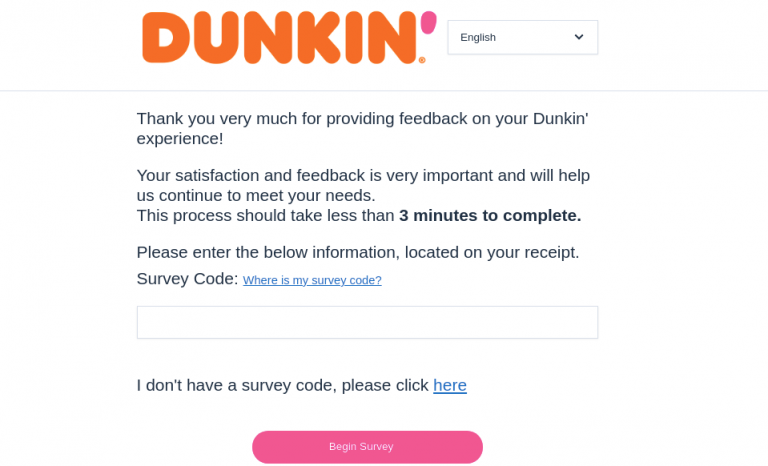 dunkin donuts survey