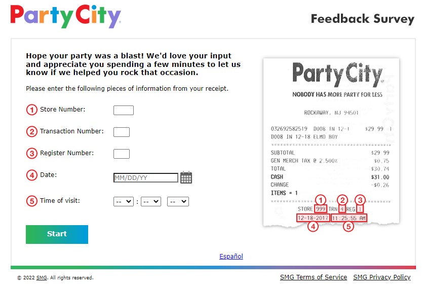 Party City Feedback Survey